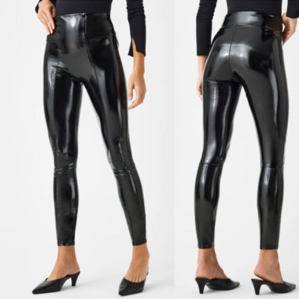SPANX Faux Patent Leather Leggings Black Size Small
